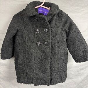Madden Girl Toddler 18M Black Wool/Tweed Style Pea Coat Jacket Buttons